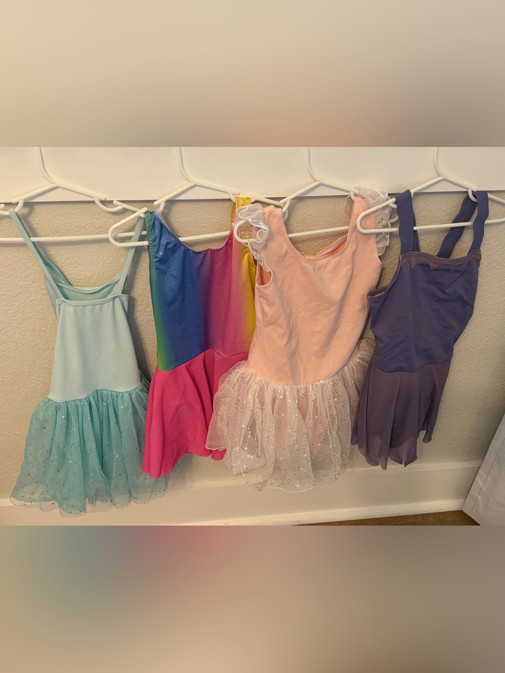 Girls Pink Ruffled Tulle Dance Leotards